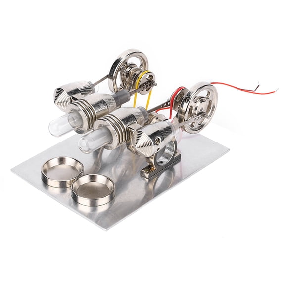 Riousery 4 Cylinder Stirling Engine Miniature Hot Air Power Generator Physics Lab Teaching Model (9.45 inches / 24 cm)[cite: 1]