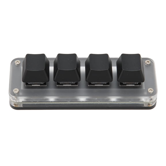 Riousery 4 Fully Programmable Keys Mini Type C Wired One Handed Mechanical Keyboard for Windows, Blue Switch, Black (12 inches / 30.48 cm)