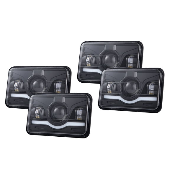 Riousery 4 PCS 4x6 Inch Rectangular LED Headlights, 5 Inch Headlamp Assemblies with High Low Beam & DRL, Waterproof Replacement for Trucks and Cars (5 inches / 12.7 cm)