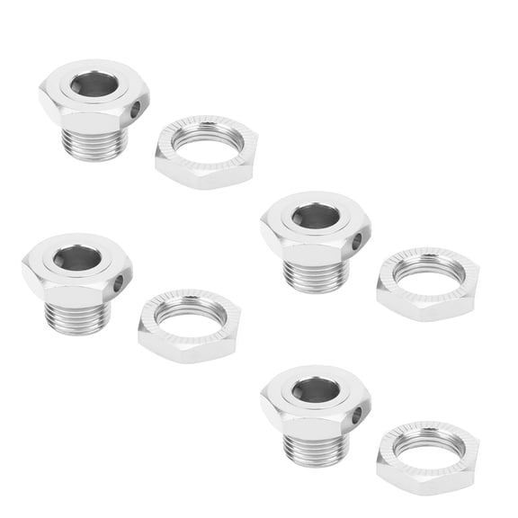 Riousery 4 PCS RC Wheel Hex Driver 17mm / 0.67 in Aluminum Alloy Coupler Kit for HSP 1/8 RC Car, Silver