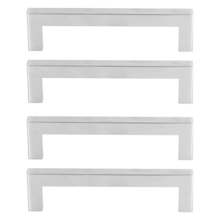 Riousery 4-Pack Stainless Steel Cabinet Handles Silver Drawer Pulls Cupboard Furniture Hardware 3.78 Inch Hole Spacing 4.25 Inch Length For Kitchen Cabinets And Desk Drawers
