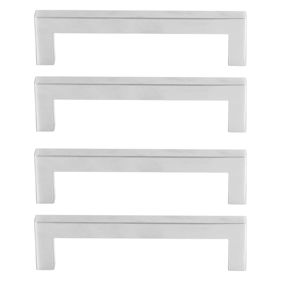 Riousery 4-Pack Stainless Steel Cabinet Handles Silver Drawer Pulls Cupboard Furniture Hardware 5.04 Inch Hole Spacing 5.11 Inch Length For Kitchen Cabinets And Desk Drawers