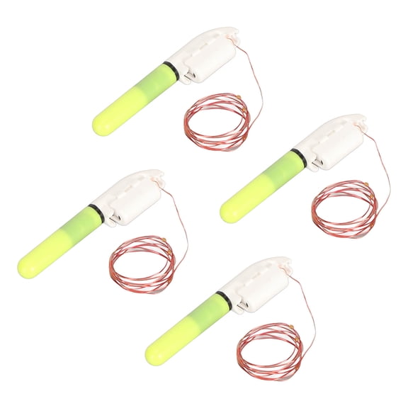 Riousery 4 Pcs Fishing Glow Sticks Rod Tip LED Bite Alarm Green Waterproof Night Fishing Accessory, 3 Lights