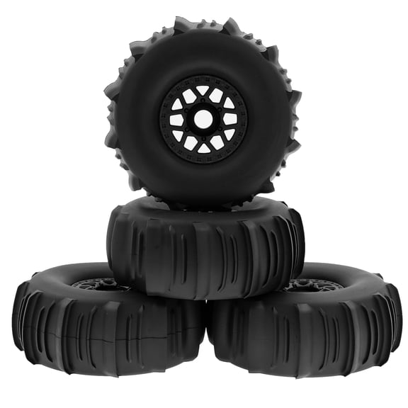 Riousery 4 Pcs Remote Control Car Tires 138mm (5.43 inches) 17mm Wheel Hex Hubs Replacement Parts For 1/7 Scale RC Vehicles, High Grip Anti-Slip Rubber Wheels For All Terrains Black