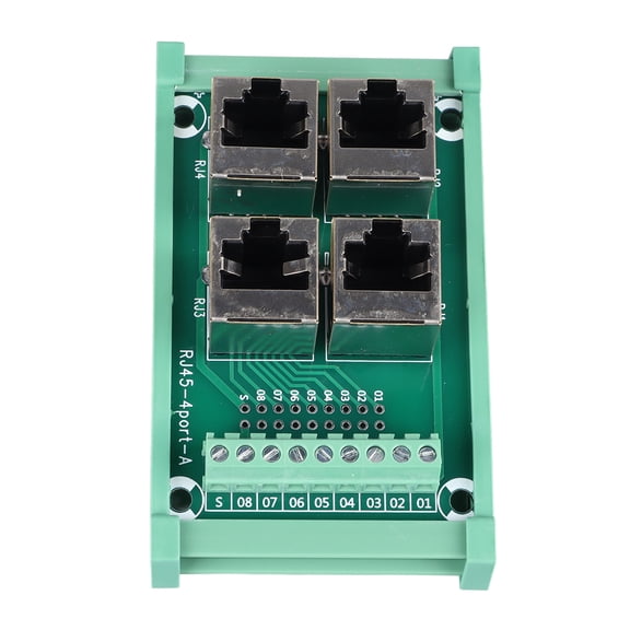 Riousery 4 Way Buss Board RJ45-4Port-A to Terminal Block Connector Splitter Interface Module 0.5A Parallel Rail Mount for Home Office Factory Automation