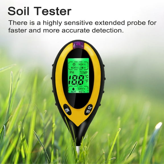 Riousery 4-in-1 Digital Soil Tester Analyzer Multifunctional Sunlight Intensity pH Value Moisture Temperature Detector Meter for Field Garden Greenhouse Potted Crops (12.60 inches / 32 cm)