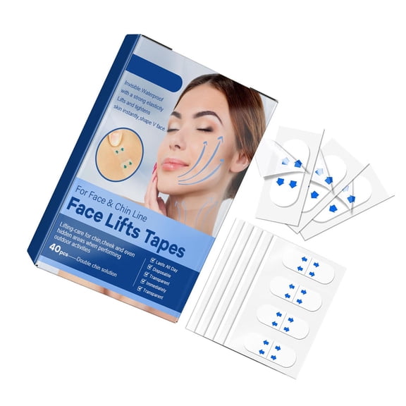 Riousery 40 PCS V Face Invisible Tape Face Lifting Firming Adhesive Tape Skin-friendly Soft Elastic Waterproof Lasting Patch