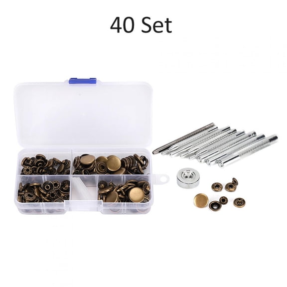 Riousery 40 Set Snap Button Metal Iron Installation Tool Set Leather Clothing Jeans Accessory Portable 1mm-1.7mm / 0.04in-0.07in