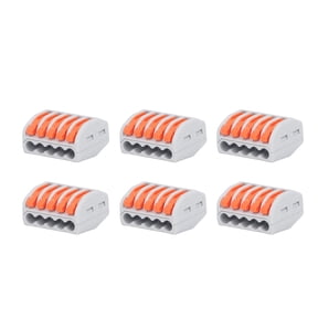 Riousery 40Pcs Lever Nut Connector 5 Way Conductor Compact Wire Fast Connection Terminal Block PCT-215 Orange