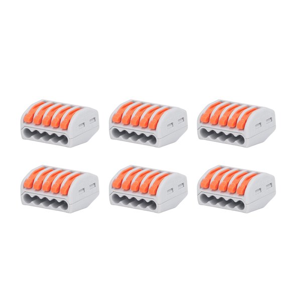 Riousery 40Pcs Lever Nut Connector 5 Way Conductor Compact Wire Fast Connection Terminal Block PCT-215 Orange