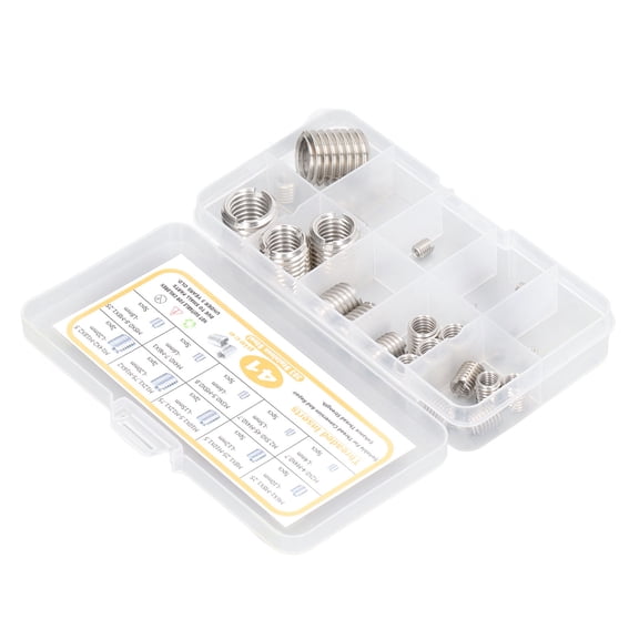 Riousery 41 Pcs Thread Repair Insert Assortment Kit Stainless Steel M2 To M14, Silver