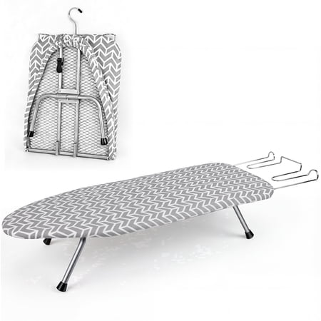 Riousery Tabletop Ironing Board, Steel Frame, Foldable Design with Iron Rest and Hanging Storage, Compact for Dorms & Apartments, 30"x12"x7"