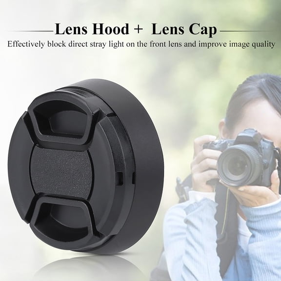 Riousery 43mm Black Metal Lens Hood with Plastic Cap for Camera Photography Accessories[cite: 1]