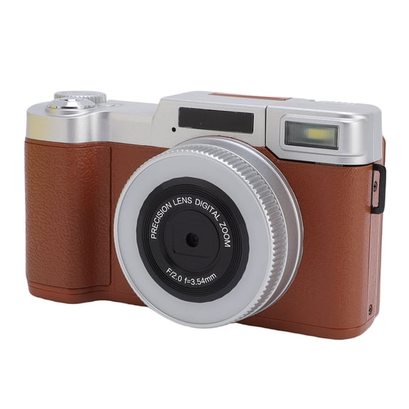Riousery 4K Digital Camera Autofocus 64MP Vlog Camera with 2.8 Inch 180 Degree Flip Screen Travel Camara for Photography Brown