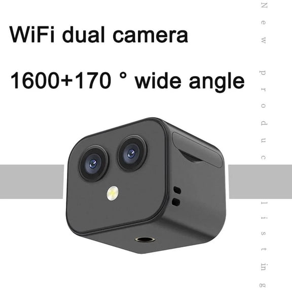 Riousery 4K Wireless Security Camera WiFi Monitor Dual Lens 170 Wide Angle Smart Home Outdoor Indoor Camera APP Remote Two-Way Intercom Built-in Battery Magnetic Mount Black 8 inches / 20.32 cm