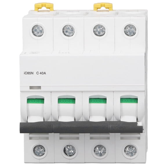Riousery 4P Miniature Circuit Breaker DIN Rail Mount Low Voltage Leakage Protection Breaker 400V 6000A Breaking Capacity Silver Contacts 40A Output Home Industrial Electrical Equipment Component
