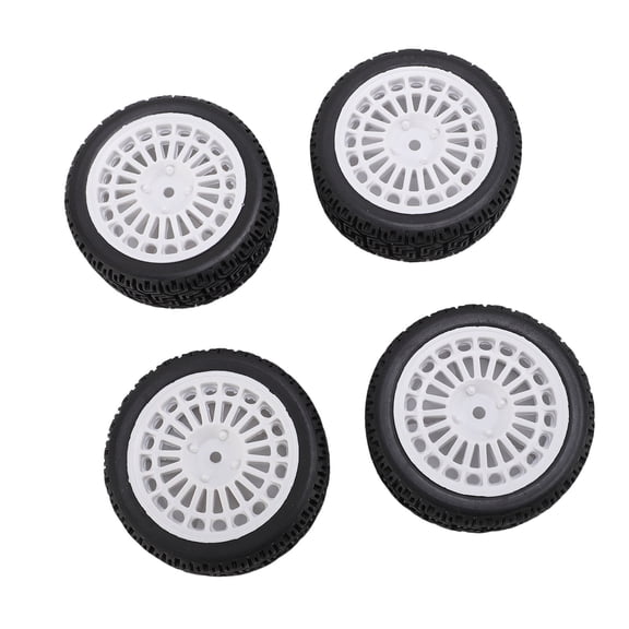 Riousery 4PCS 1/10 RC Rally Car Tires 70mm Plastic Wheel Rims Maze Tire Replacements for Tamiya TT01 Xv02 Kyosho 94123 RC Vehicle Upgrades (2.76 inches / 70 mm) - White