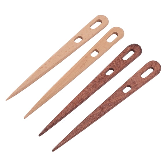 Riousery 4PCS Weaving Crochet Needle Double Hole Design Beechwood Big Eye Knitting Needle for Sewing DIY Crafts (8.66 inches / 22 cm)