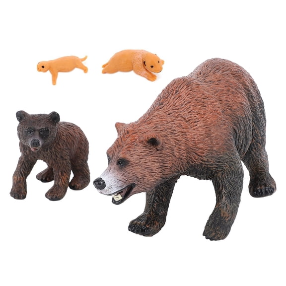 Riousery 4Pcs Brown Bear Model Set PVC Lifelike Bear Figure Animal Life Cycle Model Set for Education Entertainment