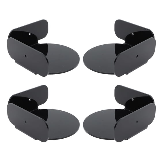 Riousery 4Pcs Mini Circular Corner Shelf Space Saving Universal Wall Mount Floating Corner Acrylic Wall Shelves for Home Security Camera Baby Monitor Speaker Black 155x50mm / 6.1x2.0 Inches