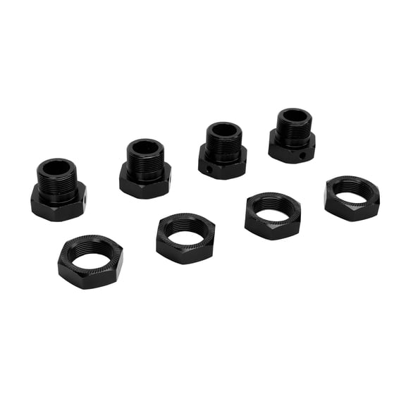 Riousery 4Pcs RC Wheel Hex Hub Adapters 24mm Strong Aluminum Alloy Replacement Parts with Covers and Pins Set for ARRMA 1/5 Series Vehicles Off-Road Racing Accessories (0.94 inches / 24 mm) Black
