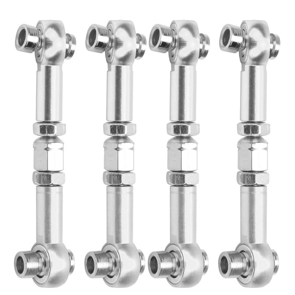 Riousery 4Pcs Steering Linkage Rod Aluminum Alloy RC Upgrade Parts Fit for HSP 94122 1/10 Scale RC Car Models - Silver Edition