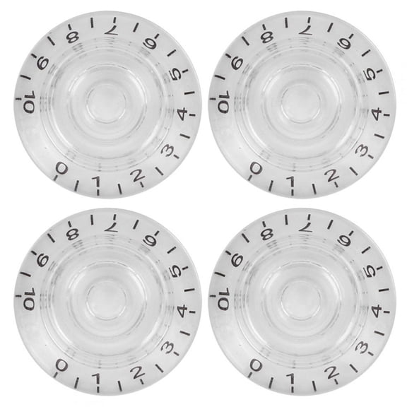 Riousery 4Pcs Tone Control Knob Transparent Bell Volume Musical Instrument Accessories for Guitar Bass Clear with Black Letter