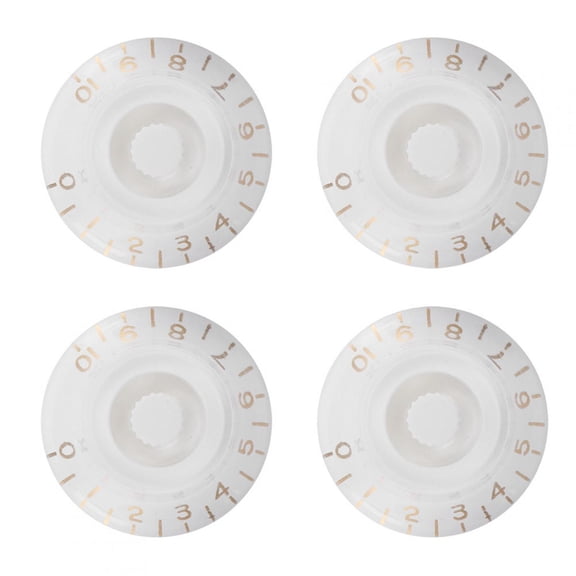 Riousery 4Pcs Tone Control Knob White with Gold Letter Bell Volume Musical Instrument Accessories for Guitar Bass