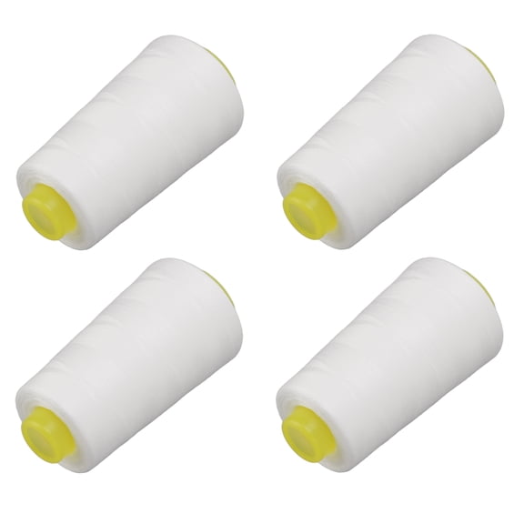 Riousery 4Pcs White Serger Thread, Premium Polyester Sewing Machine Thread for Overlock, 3000 Yards Per Spool, Sturdy Durable Quilting Thread for Hand and Machine, 4 Spools Total