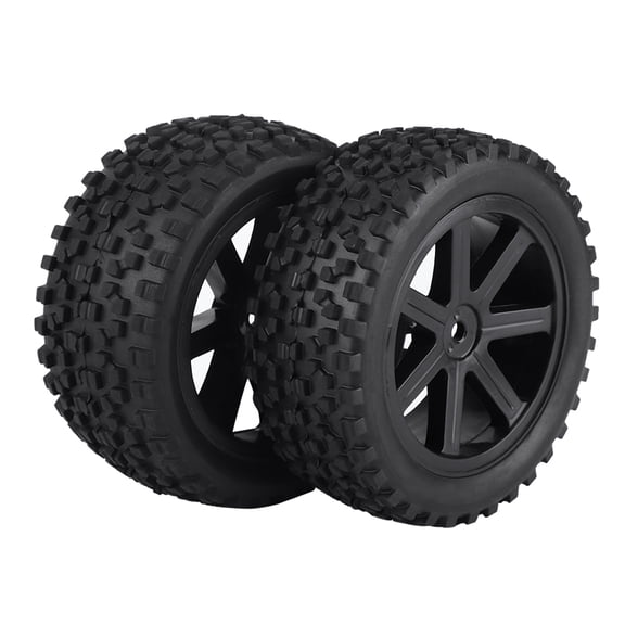 Riousery 4pcs 1/10 RC Truck Rubber Tires Wheel Tyres with Nylon Rims for ZD Racing Buggy Crawler Car, Black Replacement Parts (3.4 inches / 85 mm)