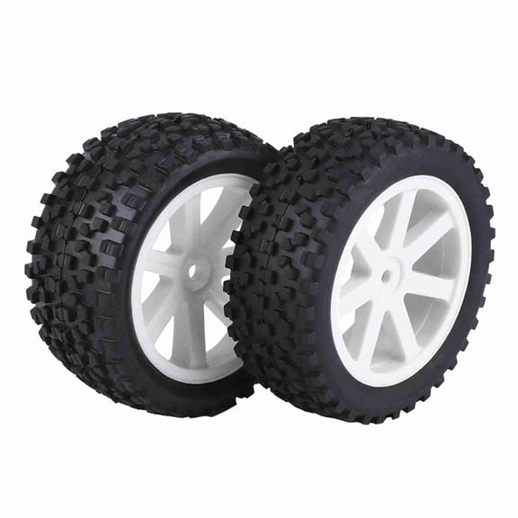 Riousery 4pcs 1/10 RC Truck Rubber Tires Wheel Tyres with Nylon Rims for ZD Racing Buggy Crawler Car, White Replacement Parts (3.4 inches / 85 mm)