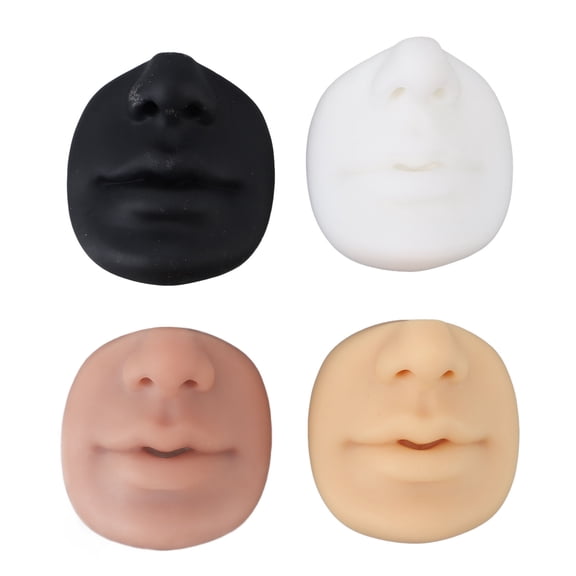 Riousery 4pcs 3D Silicone Piercing Practice Lips and Nose Face Model, Reusable Body Part Skin for Makeup Microblading Training, Semi Permanent Jewelry Display (2.95x2.76 in / 7.5x7 cm)