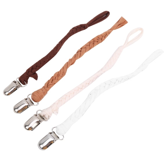 Riousery 4pcs Baby Knitted Pacifier Clip, Portable Infant Pacifier Chain Holders Accessory, 11.4 inches / 29 cm