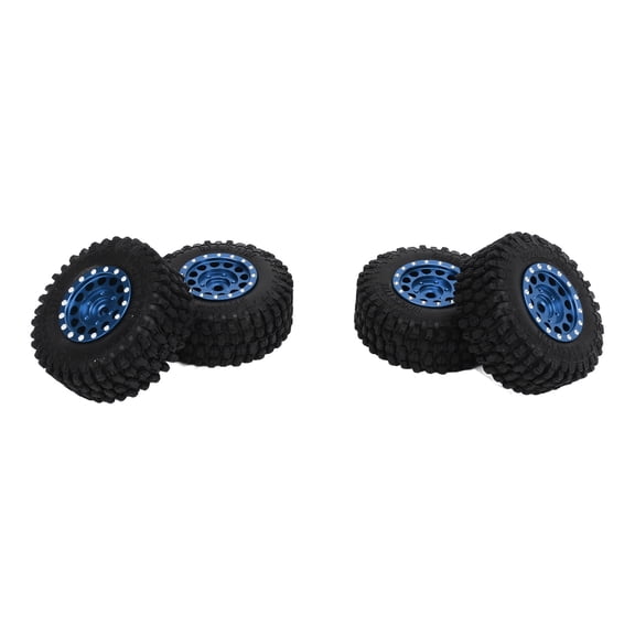 Riousery 4pcs RC Tire and Wheels Set Aluminum Alloy Rims Hub Rubber Tires for Axial SCX24 1/24 RC Car Replacement Parts 1.97 inches / 50 mm Diameter 0.79 inches / 20 mm Thickness Blue
