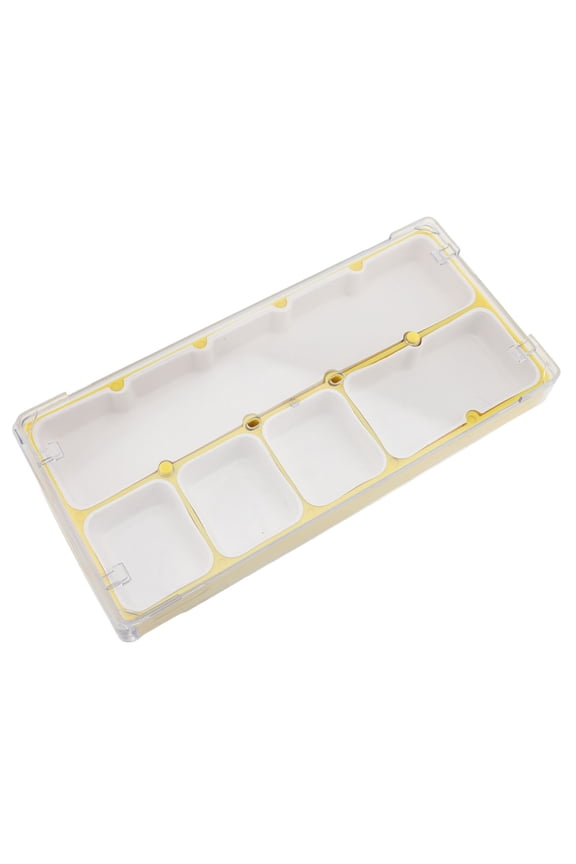 5 Compartments Watch Parts Storage Box Stackable Movement Parts Organizer, Acrylic Hardware Container with Sponge Pad for Repair (11.02 inches / 28 cm), Yellow