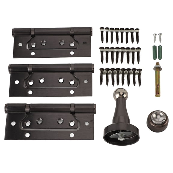 Riousery 5 Inch Door Hinge Kit with Magnetic Door Stop Heavy Duty Manganese Steel Quiet Bearing for Bedroom, Grey (5 in / 12.7 cm)