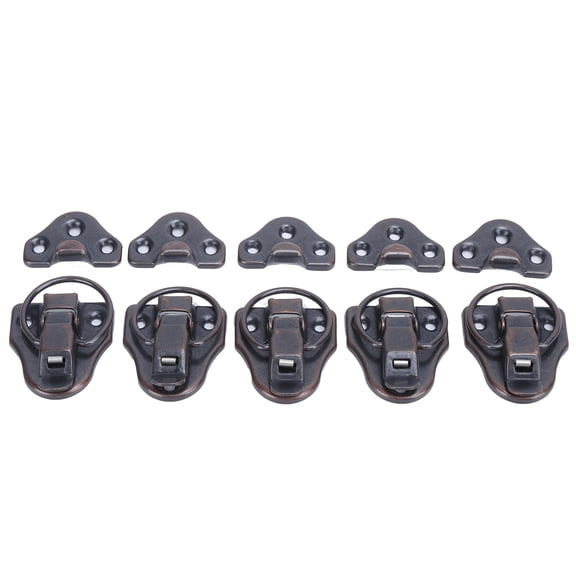 Riousery 5 Sets Antique Alloy Toolbox Latch Hasp Hardware Lock Catch Box Buckle Red Bronze 1.5x2.7 in / 38x69 mm