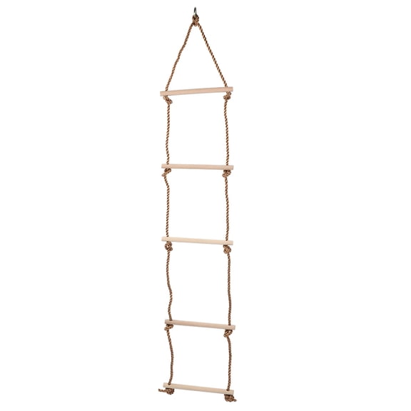Riousery 5-Step Wooden Climbing Rope Ladder Children Fitness Outdoor Sports Amusement Equipment Playground Climber, 68.9 inches / 175 cm
