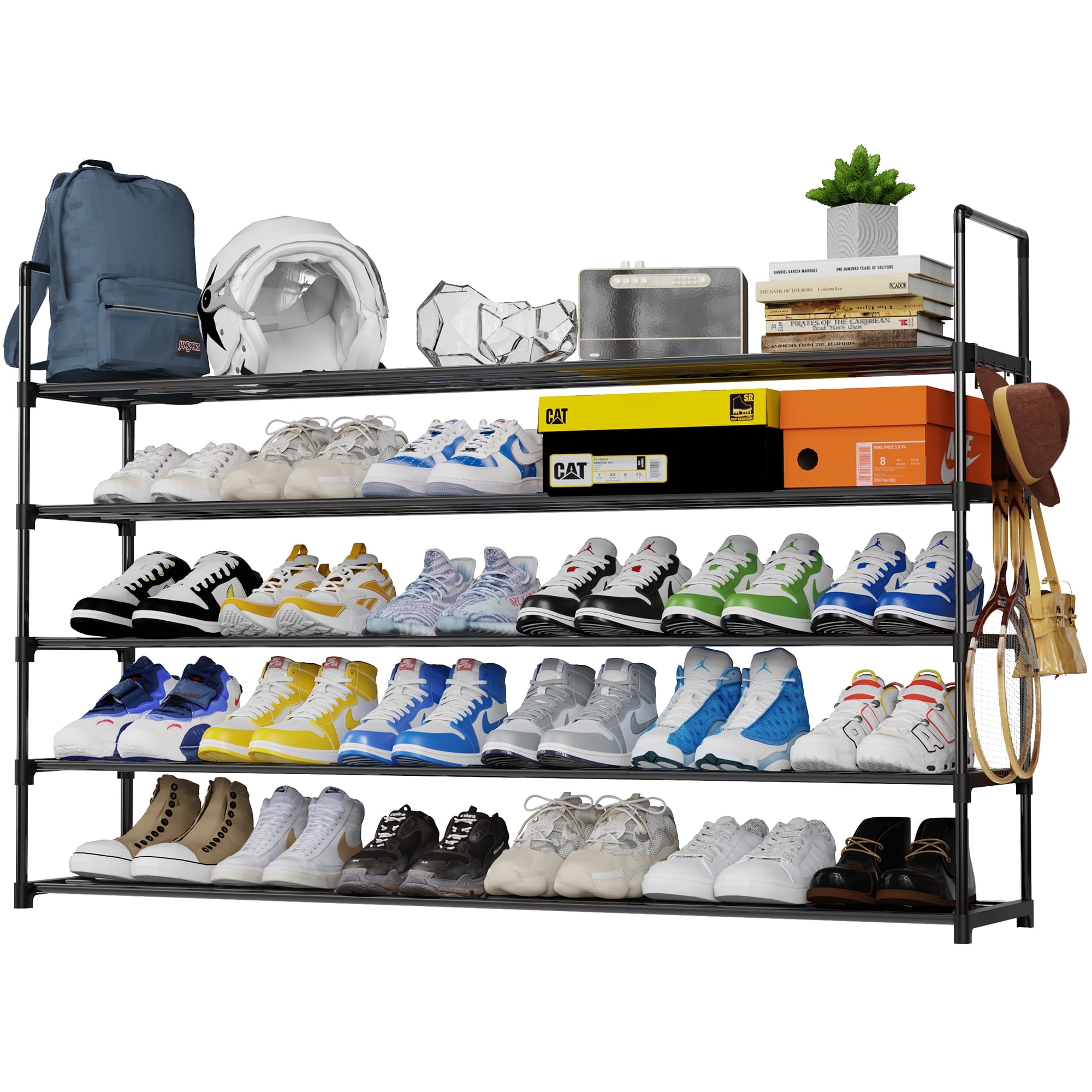 Riousery 5-Tier 56.7 Inch Shoe Rack, Storage Organizer for 40 Pairs ...