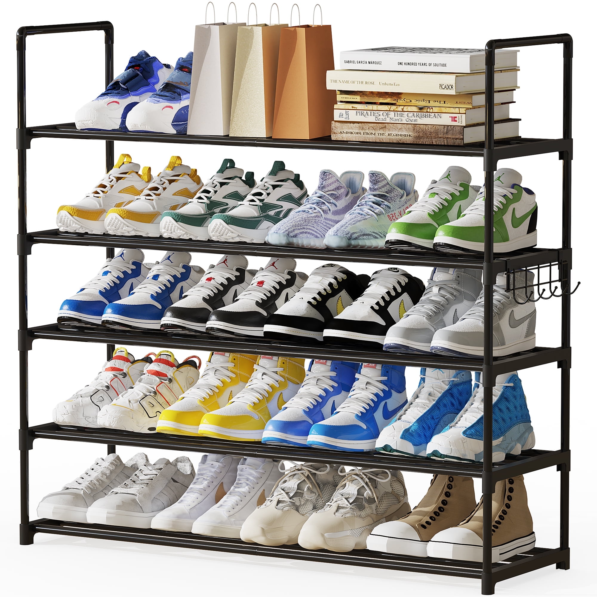 Riousery 5 Tiers Shoe Rack Shoe Storage Organizer for Entryway Closet 35.5 Inch Length Stackable Shoe Shelf Hold up to 25 30 Pairs Shoes