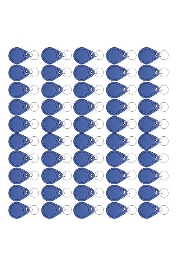 50 PCS IC UID Card Token Tag Key Chain 13.56MHZ Copyable Keyfobs for Door Access Control, Time Attendance, Elevator and Parking Lots System, Oval Shape, PVC