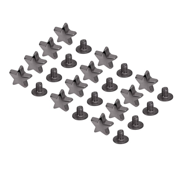 Riousery 50 Sets Leather Rivets Screws Set 10mm / 0.39 in Five Pointed Star Rivet 4.5mm PH Screw Kit for Leathercraft Binding DIY Bag Belt Decoration Black