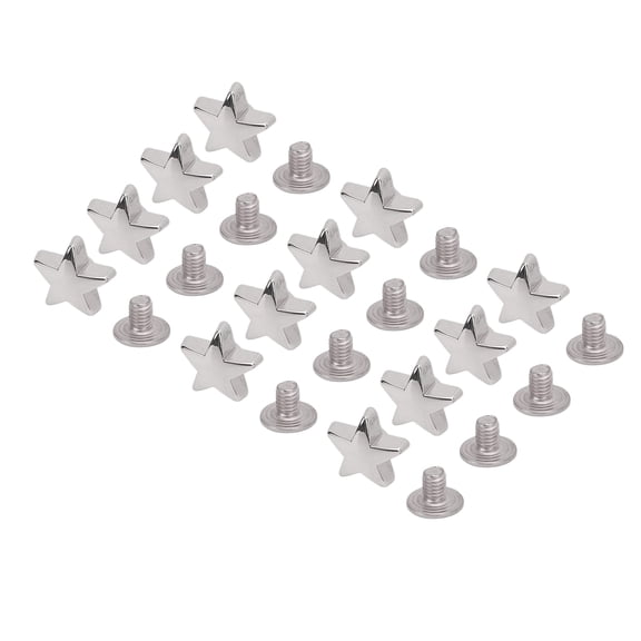 Riousery 50 Sets Leather Rivets Screws Set 10mm / 0.39 in Five Pointed Star Rivet 4.5mm PH Screw Kit for Leathercraft Binding DIY Bag Belt Decoration Silver