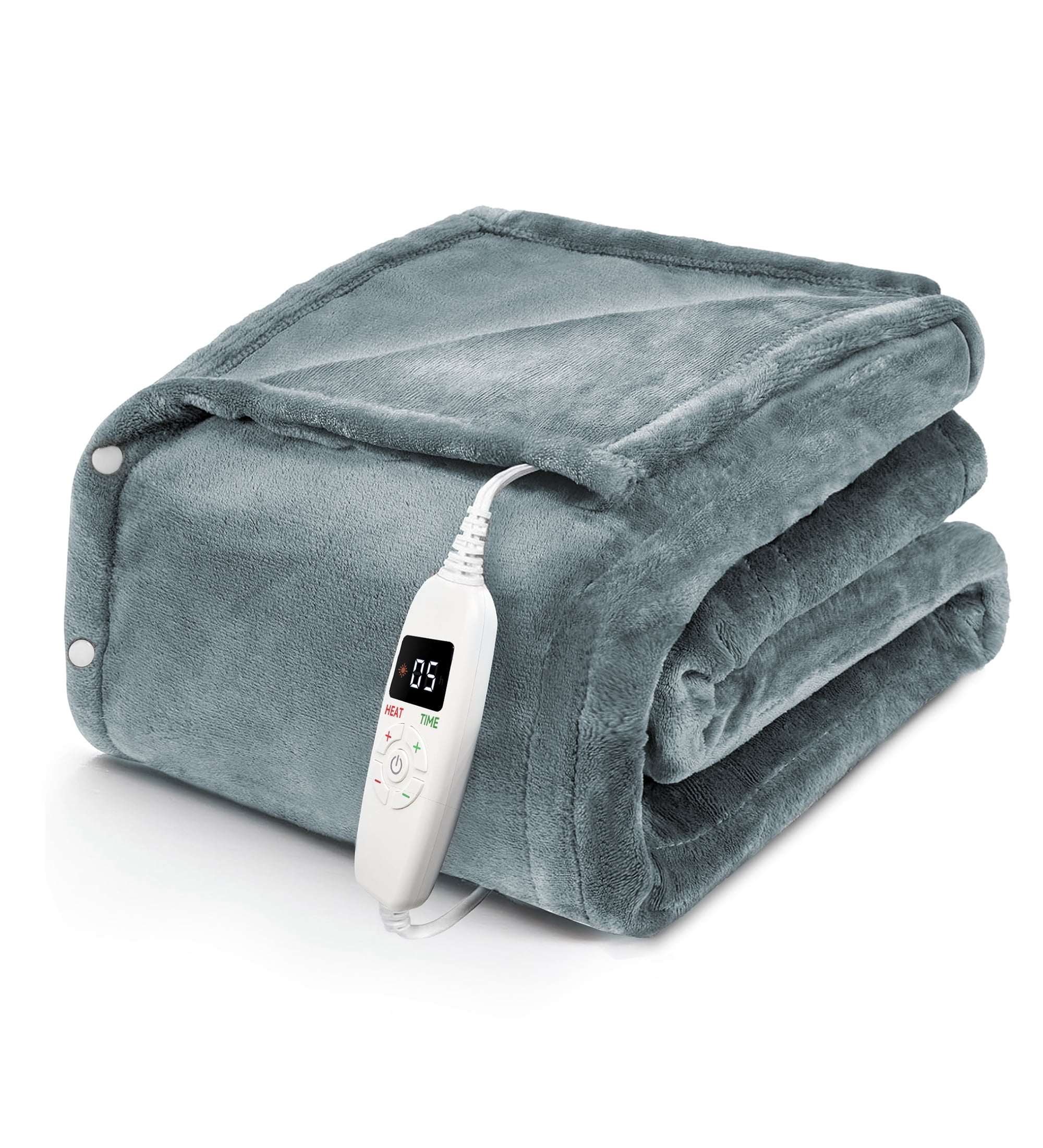 YGXNEWER 50" x 60" Electric Heated Throw Blanket with 10 Heating Levels & 1- 8H Auto-off, Machine Washable Double Side Flannel, Gray