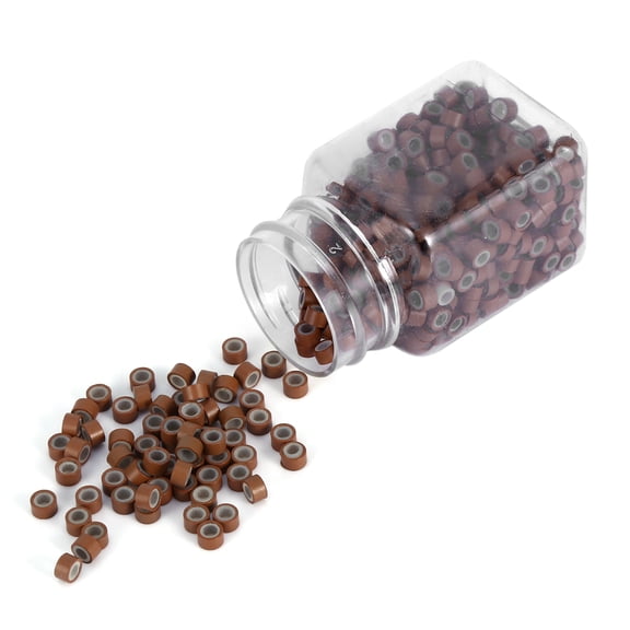 Riousery 500PCS Silicone Lined Hair Extension Micro Rings Beads Links Tubes for Feather Human Hair Tool, Size 5x3x3mm / 0.2x0.12x0.12 inches, Light Brown[cite: 1]