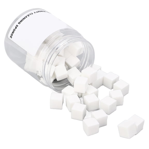Riousery 50PCS Soft Nail Sponges Square High Density Cleaning Gradient Nail Art Ombre Sponges Set with Grabbing Tool and Storage Bottle for Manicure 0.39 in / 10 mm White