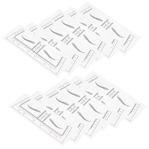 Riousery 50Pcs Transparent Eyebrow Stencils Stickers Microblading Ruler Self-Adhesive Brow Guide Shaping Tool for Symmetrical Makeup, 8.66 inches / 22.00 cm Length, Clear Plastic Material