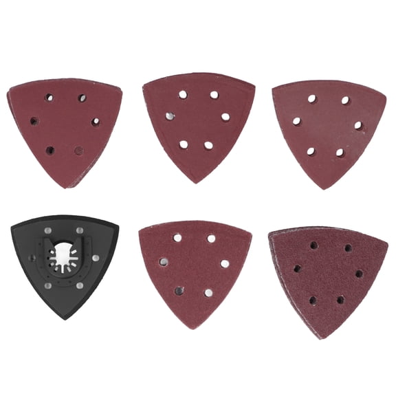 Riousery 51PCS Detail Sanding Pads Kit 6 Dust Removal Holes 3.5in / 90mm Triangular Sandpaper for Wood Metal