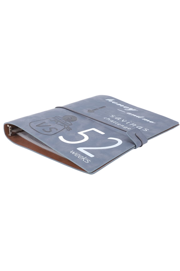 52 Week Money Saving Challenge Book Leather Reusable Budget Planner with Cash Stuffing Envelopes Organizer for Couples Families, Gray (9.84 in / 25 cm)