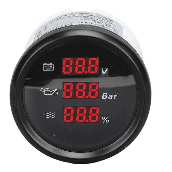 Riousery 52mm Digital Voltage Oil Pressure Water Level Gauge Waterproof Voltmeter for Boat Yacht RV 9-32VDC Black Dial Black Bezel